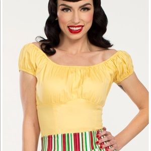 Pastel yellow Peasant Top 2X